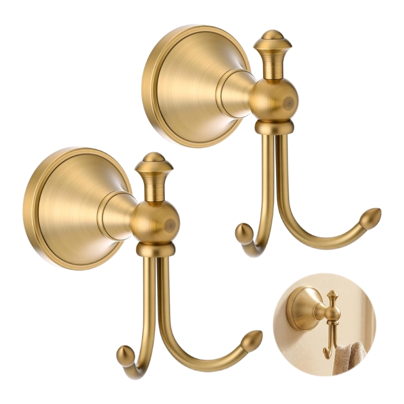 Antique Brass Hook - قطعتان من خطافات تعليق الملابس المثبتة