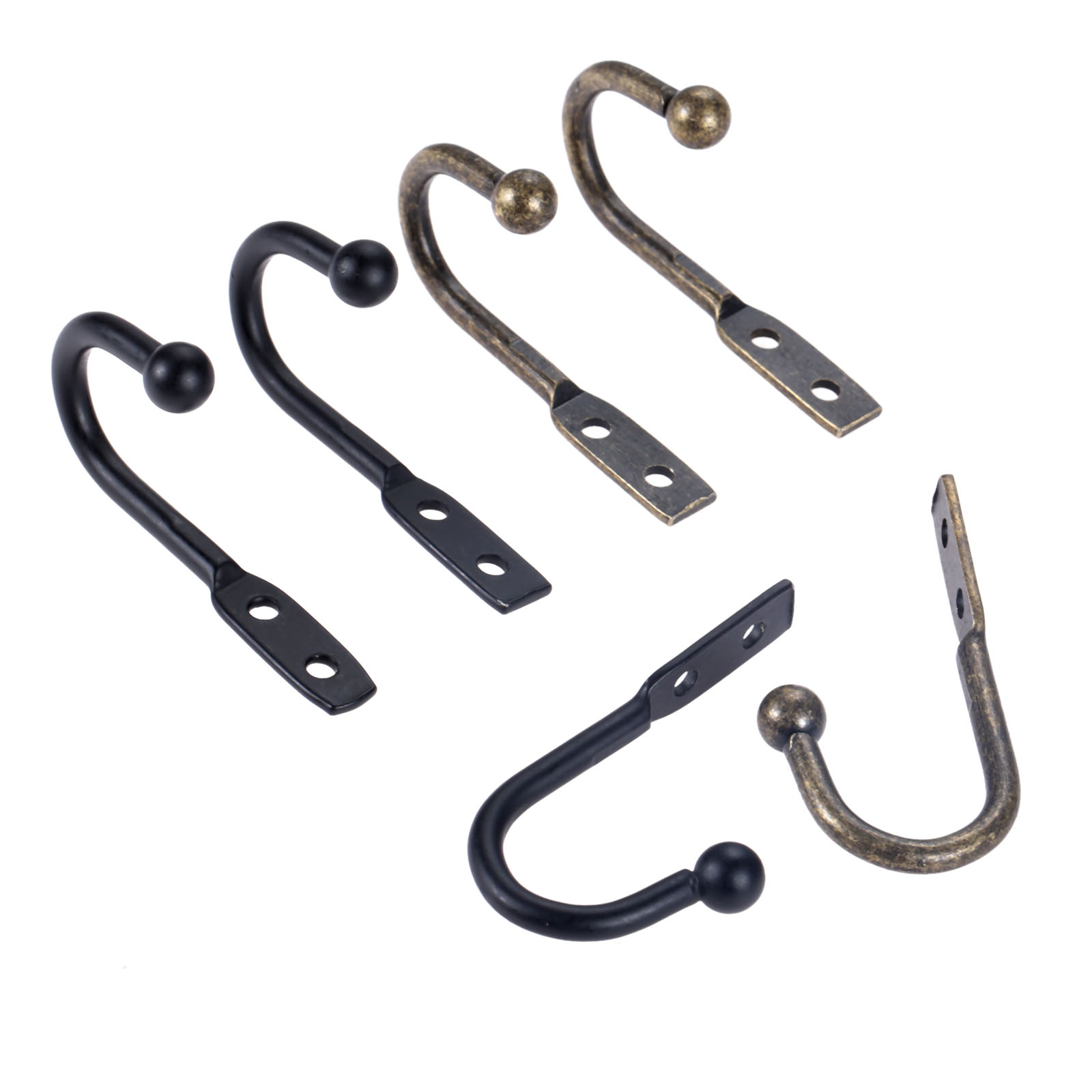 Antique Brass Hook - 5 قطعة Hooks الأسود/العتيقة البرونزية السنانير