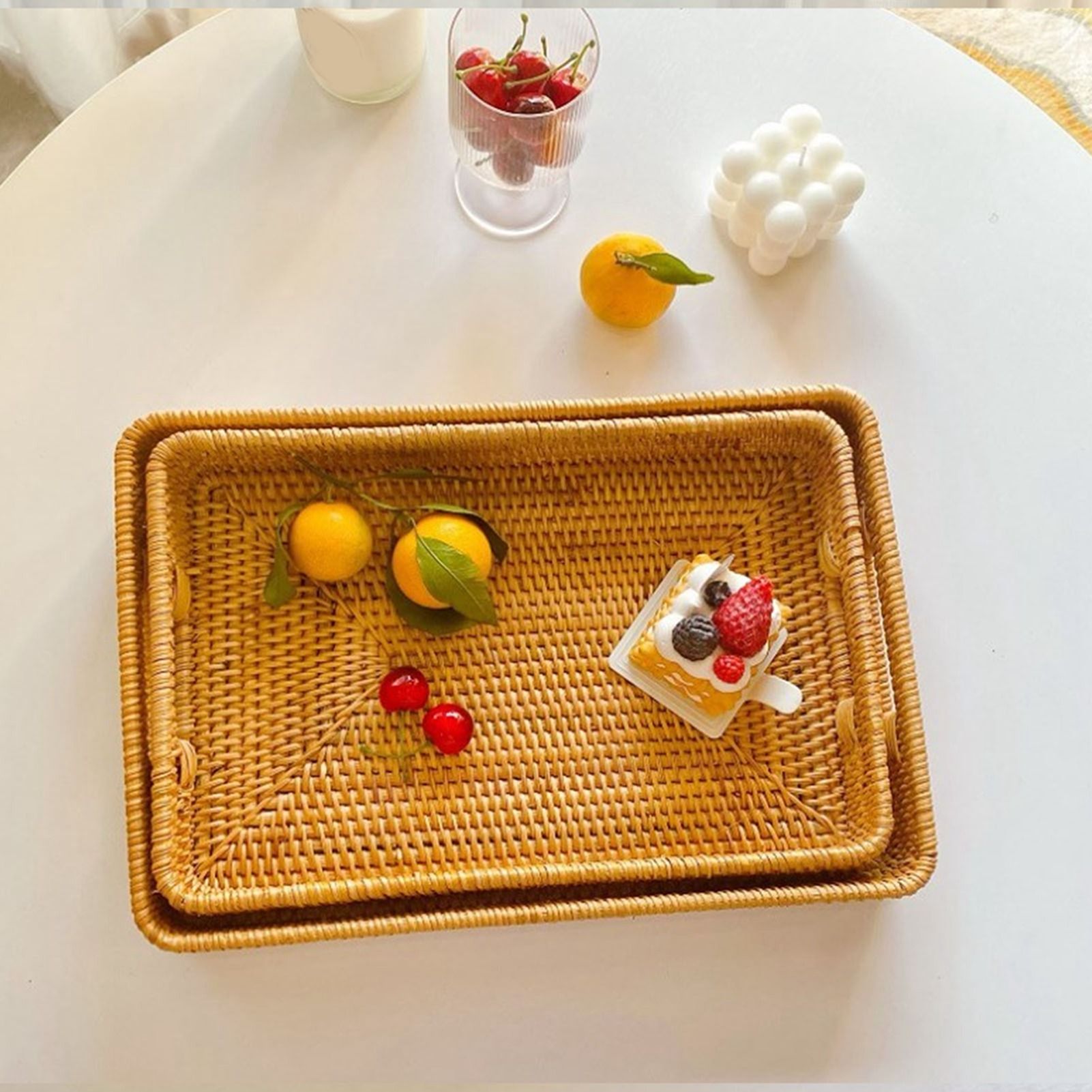 Rattan Tray Handle - صينية تقديم D5 مع مقابض، صينية