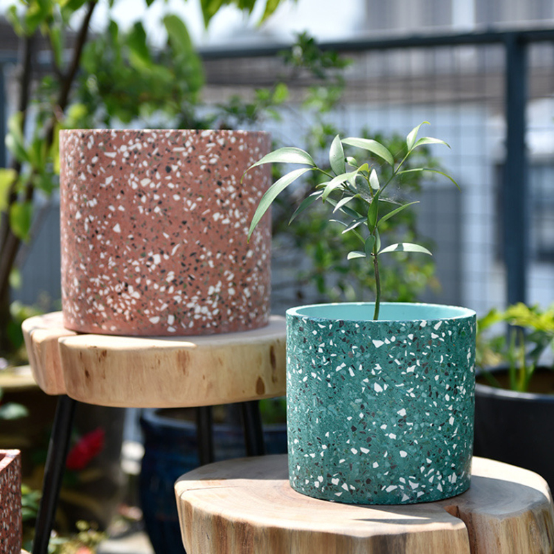 Terrazzo Pot Cement - اناء للزهور الكبيرة قوالب السيليكون حديقة
