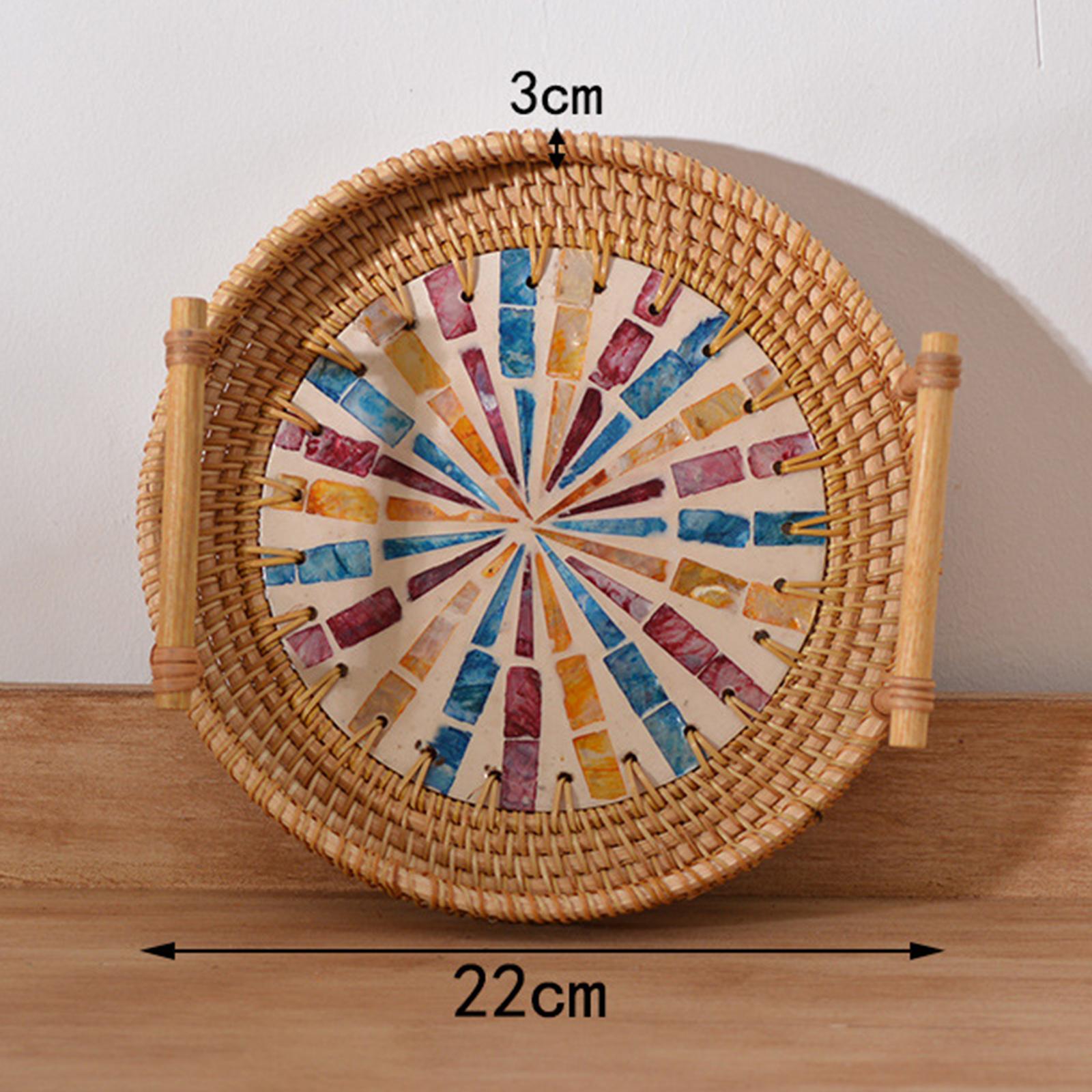 Rattan Tray Handle - صينية تخزين من الروطان، سلة دائرية