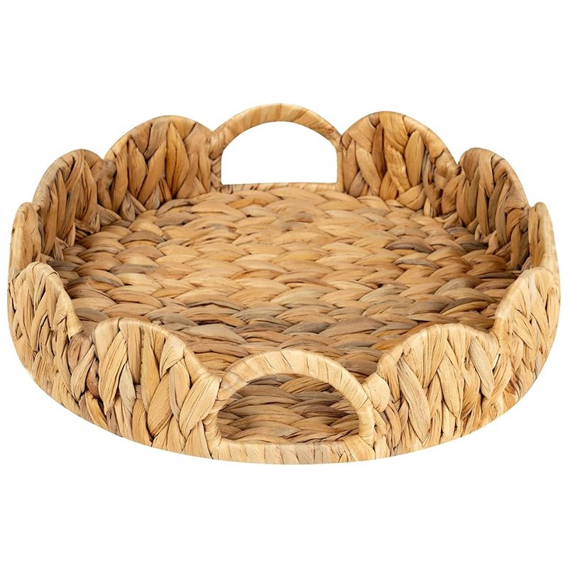 Rattan Tray Handle - صينية دائرية ذات حواف متموجة A76I،