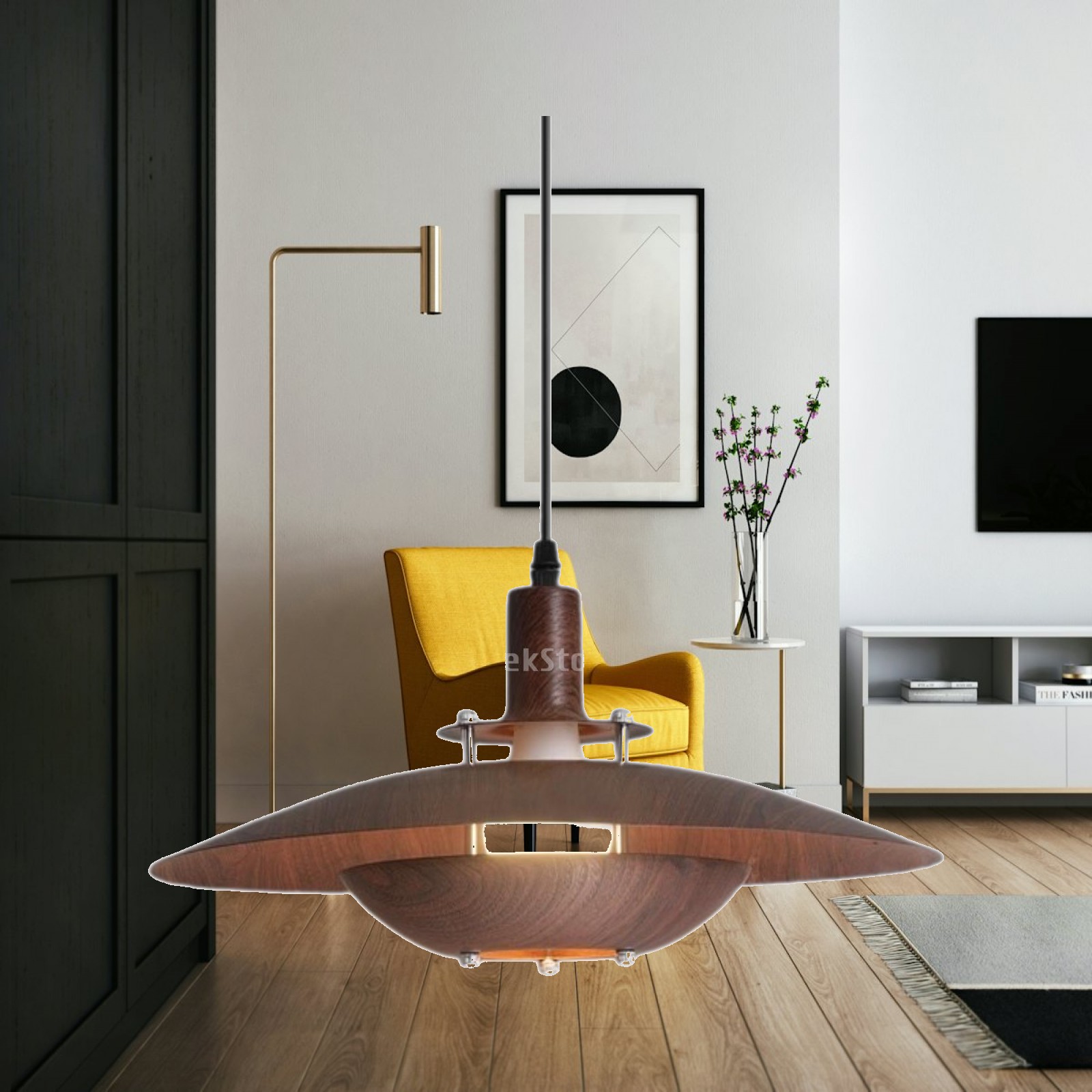 Interior Design Living Room And Kitchen - إضاءة معلقة بأسلوب ريفي، ثريا حديدية
