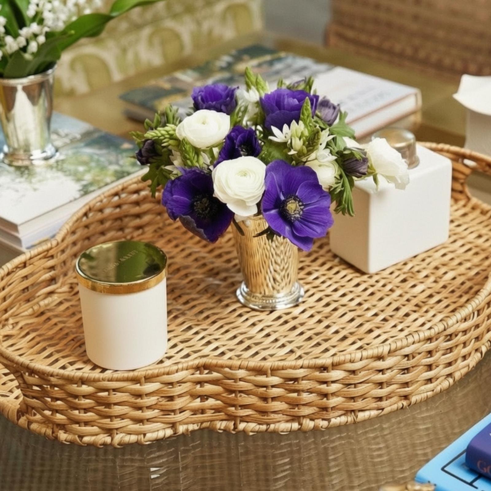 صينية من الخوص مع مقابض، صينية - مراجعة Rattan Tray Handle وسعره